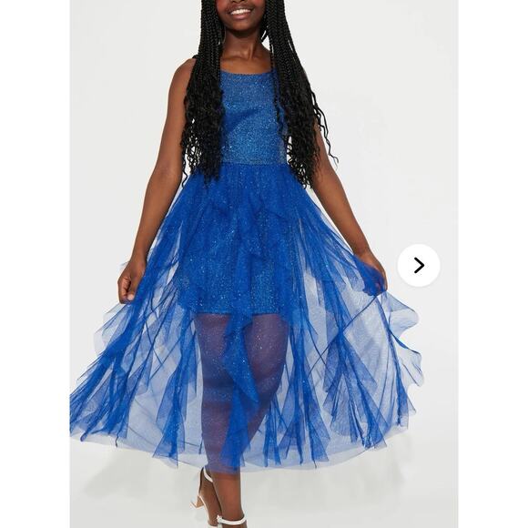 Girls Royal Blue Dress Maxi Long Share Over A Mini Dress XtraOrdinary Size 7 - Picture 2 of 12